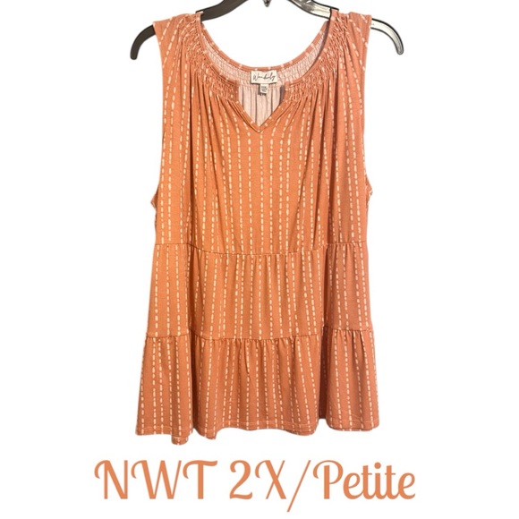 Wonderly Tops - NWT WONDERLY PRINT SLEEVELESS TAN TOP SPRING/SUMMER  2X/PETITE     #CL